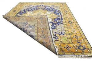 Muted Blue Floral 10X14 Heriz Serapi Oriental Rug