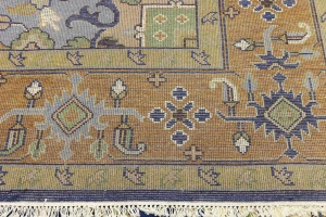 Muted Blue Floral 10X14 Heriz Serapi Oriental Rug