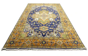 Muted Blue Floral 10X14 Heriz Serapi Oriental Rug