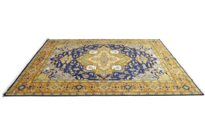 Muted Blue Floral 10X14 Heriz Serapi Oriental Rug