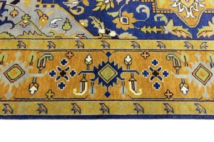 Muted Blue Floral 10X14 Heriz Serapi Oriental Rug