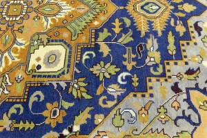 Muted Blue Floral 10X14 Heriz Serapi Oriental Rug