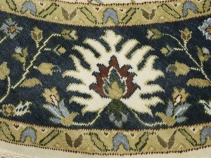 Cream Floral 8X8 Oushak Chobi Oriental Round Rug