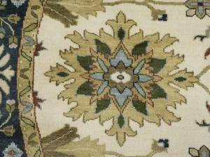 Cream Floral 8X8 Oushak Chobi Oriental Round Rug
