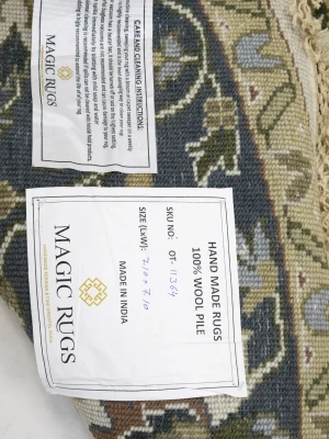 Cream Floral 8X8 Oushak Chobi Oriental Round Rug