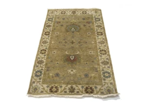Tan Floral Traditional 3X5 Oushak Chobi Peshawar Oriental Rug