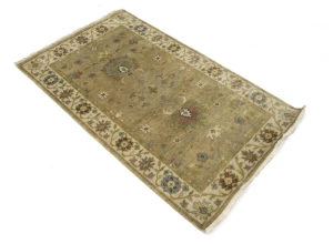 Tan Floral Traditional 3X5 Oushak Chobi Peshawar Oriental Rug