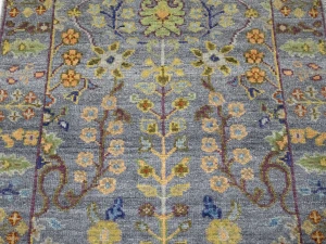 Silver Floral 2'6X6 Oushak Chobi Oriental Runner Rug