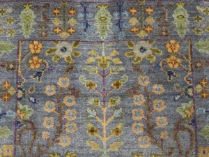 Silver Floral 2'6X6 Oushak Chobi Oriental Runner Rug
