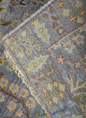 Silver Floral 2'6X6 Oushak Chobi Oriental Runner Rug