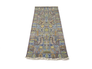 Silver Floral 2'6X6 Oushak Chobi Oriental Runner Rug