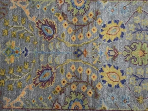 Silver Floral 2'6X6 Oushak Chobi Oriental Runner Rug