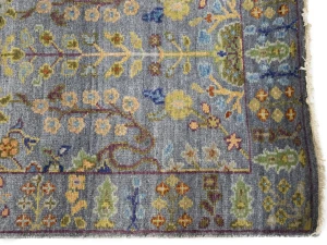 Silver Floral 2'6X6 Oushak Chobi Oriental Runner Rug