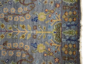 Silver Floral 2'6X6 Oushak Chobi Oriental Runner Rug