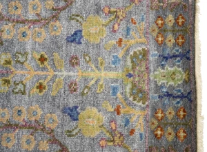 Silver Floral 2'6X8 Oushak Chobi Oriental Runner Rug