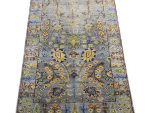 Silver Floral 2'6X8 Oushak Chobi Oriental Runner Rug