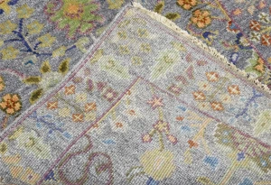 Silver Floral 2'6X8 Oushak Chobi Oriental Runner Rug