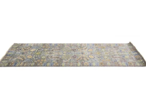 Silver Floral 2'6X8 Oushak Chobi Oriental Runner Rug
