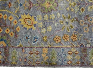 Silver Floral 2'6X10 Oushak Chobi Oriental Runner Rug