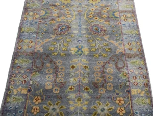 Silver Floral 2'6X10 Oushak Chobi Oriental Runner Rug
