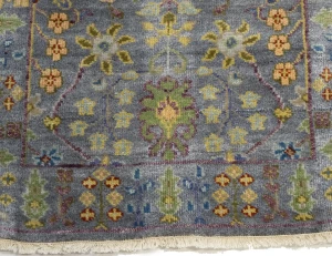 Silver Floral 2'6X10 Oushak Chobi Oriental Runner Rug