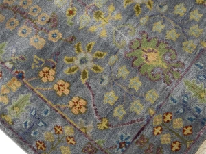 Silver Floral 2'6X10 Oushak Chobi Oriental Runner Rug
