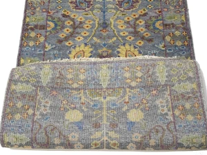 Silver Floral 2'6X10 Oushak Chobi Oriental Runner Rug