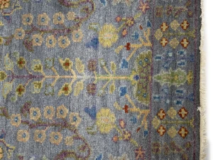 Silver Floral 2'6X10 Oushak Chobi Oriental Runner Rug