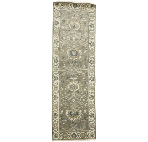 Taupe Floral 2'6X8 Osh Chobi Peshawar Oriental Runner Rug