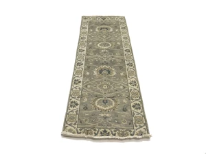 Taupe Floral 2'6X8 Osh Chobi Peshawar Oriental Runner Rug