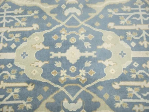 Muted Blue-gray Floral Transitional 8X8 Oushak Oriental Round Rug