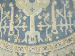 Muted Blue-gray Floral Transitional 8X8 Oushak Oriental Round Rug