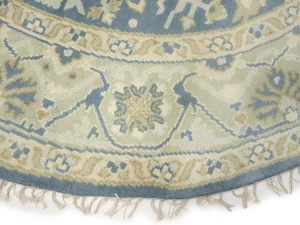 Muted Blue-gray Floral Transitional 8X8 Oushak Oriental Round Rug