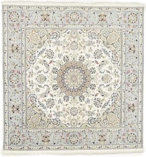 Cream Floral Classic 6X6 Indo-Nain Oriental Square Rug