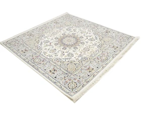 Cream Floral Classic 6X6 Indo-Nain Oriental Square Rug