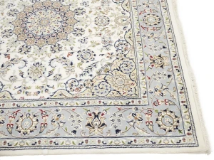 Cream Floral Classic 6X6 Indo-Nain Oriental Square Rug