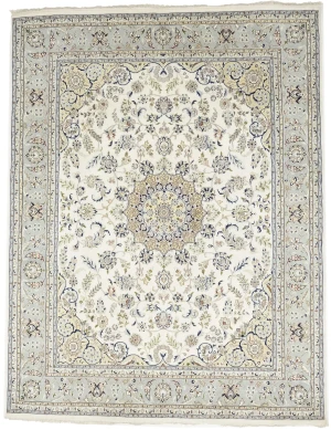 Cream Floral 8X10 Indo-Nain Oriental Rug