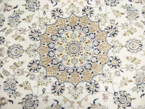 Cream Floral 8X10 Indo-Nain Oriental Rug