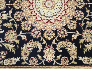 Black Floral Traditional 5X8 Indo-Nain Oriental Rug