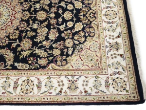 Black Floral Traditional 5X8 Indo-Nain Oriental Rug