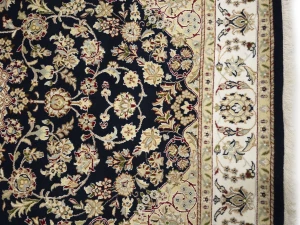 Black Floral Traditional 5X8 Indo-Nain Oriental Rug
