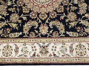 Black Floral Traditional 5X8 Indo-Nain Oriental Rug