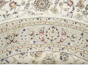 Cream Floral 6X6 Indo-Nain Oriental Round Rug