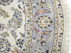 Cream Floral 6X6 Indo-Nain Oriental Round Rug
