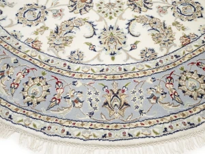 Cream Floral 6X6 Indo-Nain Oriental Round Rug