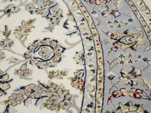 Cream Floral 6X6 Indo-Nain Oriental Round Rug