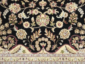 Black Floral Traditional 8X10 Indo-Nain Oriental Rug