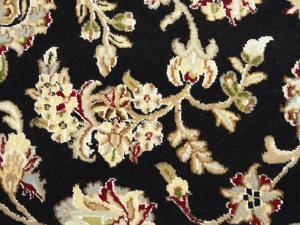 Black Floral Traditional 8X10 Indo-Nain Oriental Rug