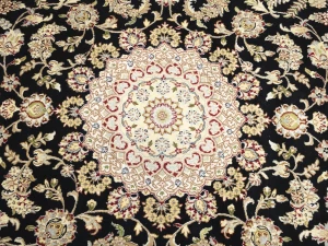 Black Floral Traditional 8X10 Indo-Nain Oriental Rug