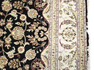 Black Floral Traditional 8X10 Indo-Nain Oriental Rug